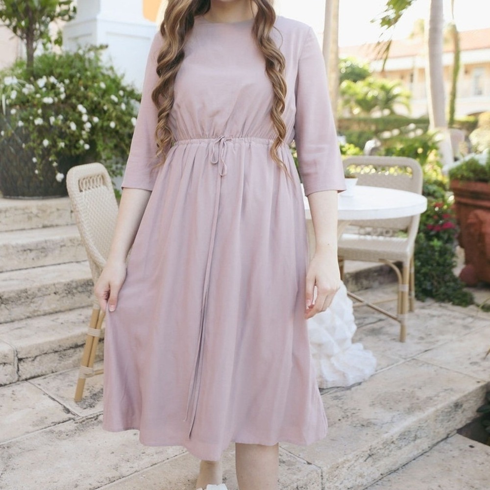 Dainty Jewells Simple treasures Modest Midi Dress Drawstring Waist Size 2XL